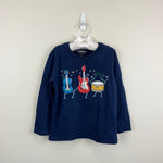Load image into Gallery viewer, Mini Boden Long Sleeve Applique T-Shirt Navy Instruments 5-6
