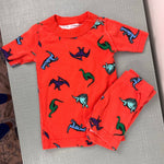 Load image into Gallery viewer, Hanna Andersson Orange Dinosaur Short John Pajamas 90 cm 3T
