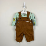Load image into Gallery viewer, Carhartt Girls' 2-Piece Long Sleeve Printed Bodysuit &amp; Canvas Overalls Set 3 Months
