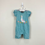 Load image into Gallery viewer, JoJo Maman Bebe Striped Applique Duck Shortall Romper 6-12 Months
