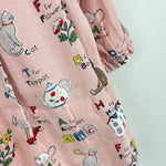Load image into Gallery viewer, Mini Boden Nostalgic Alphabet Pleated Ruffle Dress Pink 12-18 months
