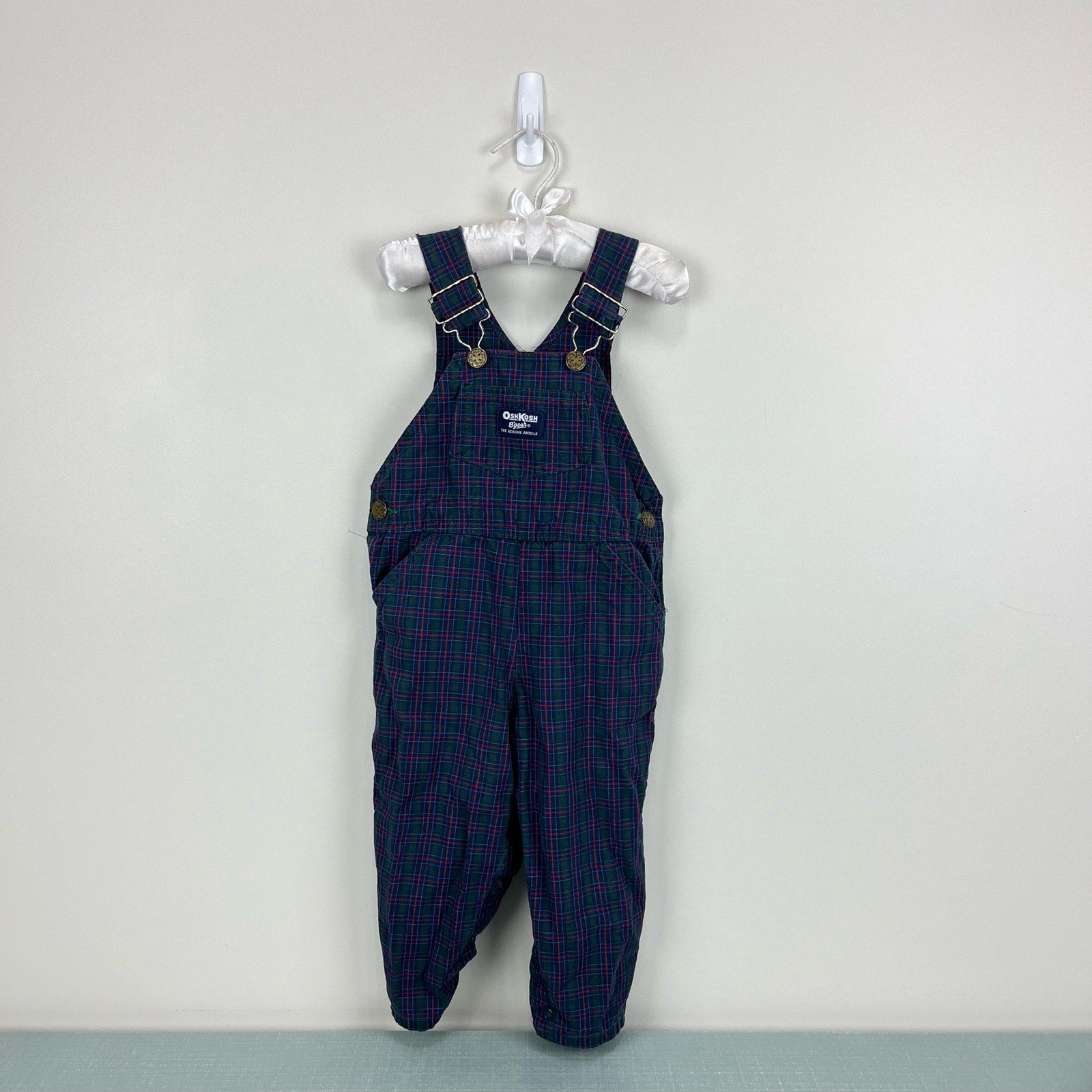 Vintage OshKosh B'gosh Plaid Overalls 2T USA