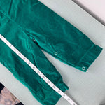 Load image into Gallery viewer, Vintage Green Velvet Elephant Longall Romper 18 Months
