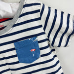 Load image into Gallery viewer, Mini Boden Short Sleeve Pocket T-Shirt Navy White Stripes 18-24 Months NWT
