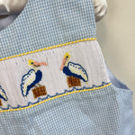 Load image into Gallery viewer, LuLu Bebe Smocked Pelican Shortall 18 Months
