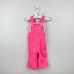 Load image into Gallery viewer, Vintage Pink Cat Lace Ruffle Overalls 12 Months USA
