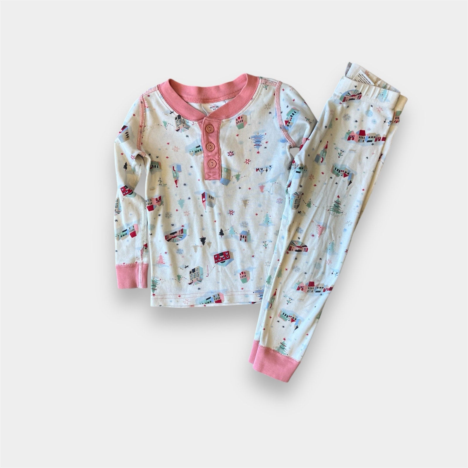 Hanna Andersson Christmas Town Long John Pajamas 90 cm 3T