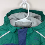 Load image into Gallery viewer, L.L. Bean Kids Lined Trail Model Wind and Rain Jacket Color Block Night/Emerald Spruce S 4T
