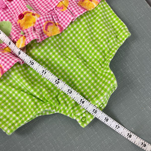 Vintage Small Steps Ruffle Gingham Fruit Romper 6-9 Months