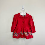 Load image into Gallery viewer, Vintage After the Stork Red Teddy Bear Dress 24 Months
