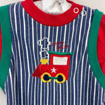 Load image into Gallery viewer, Vintage Healthtex Striped Train Coverall Romper 6-9 Months USA

