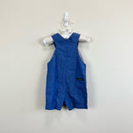 Load image into Gallery viewer, Jacadi Paris Chambray Blue Shortalls 6 Months NWT
