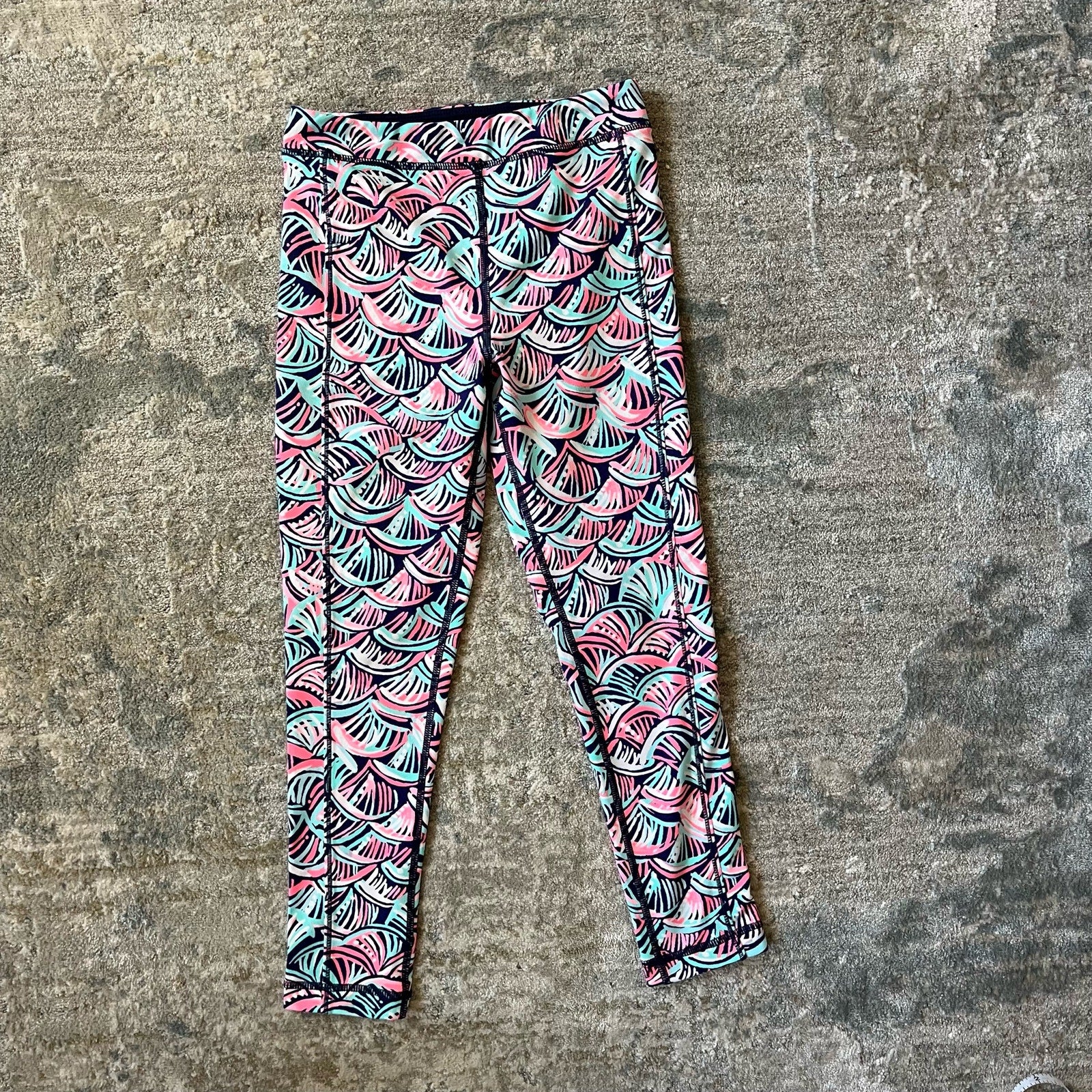 Lilly Pulitzer Girls Mini Weekender Leggings Bright Navy Neptunes Net M 6-7