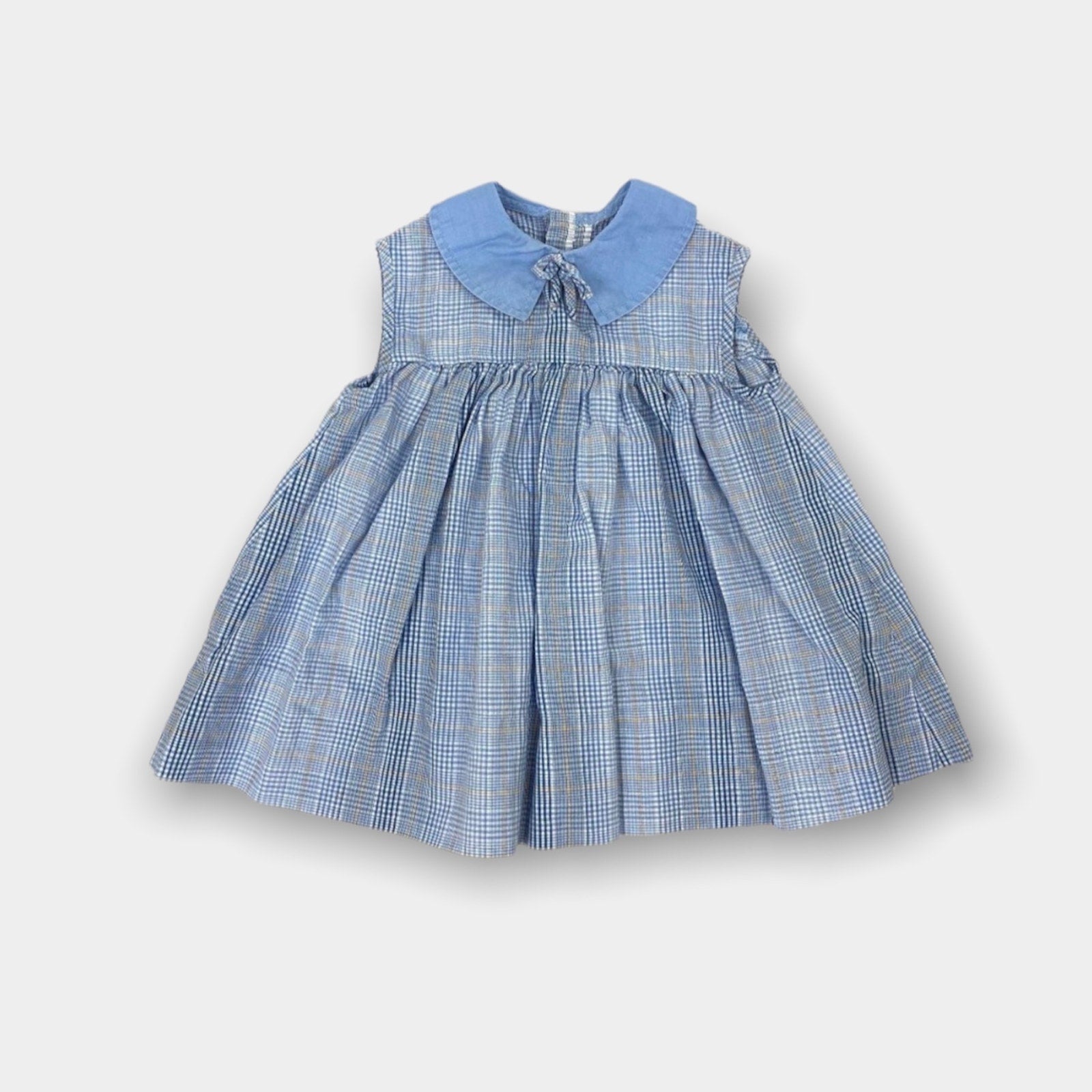 Vintage Girls Sleeveless Blue Plaid Dress