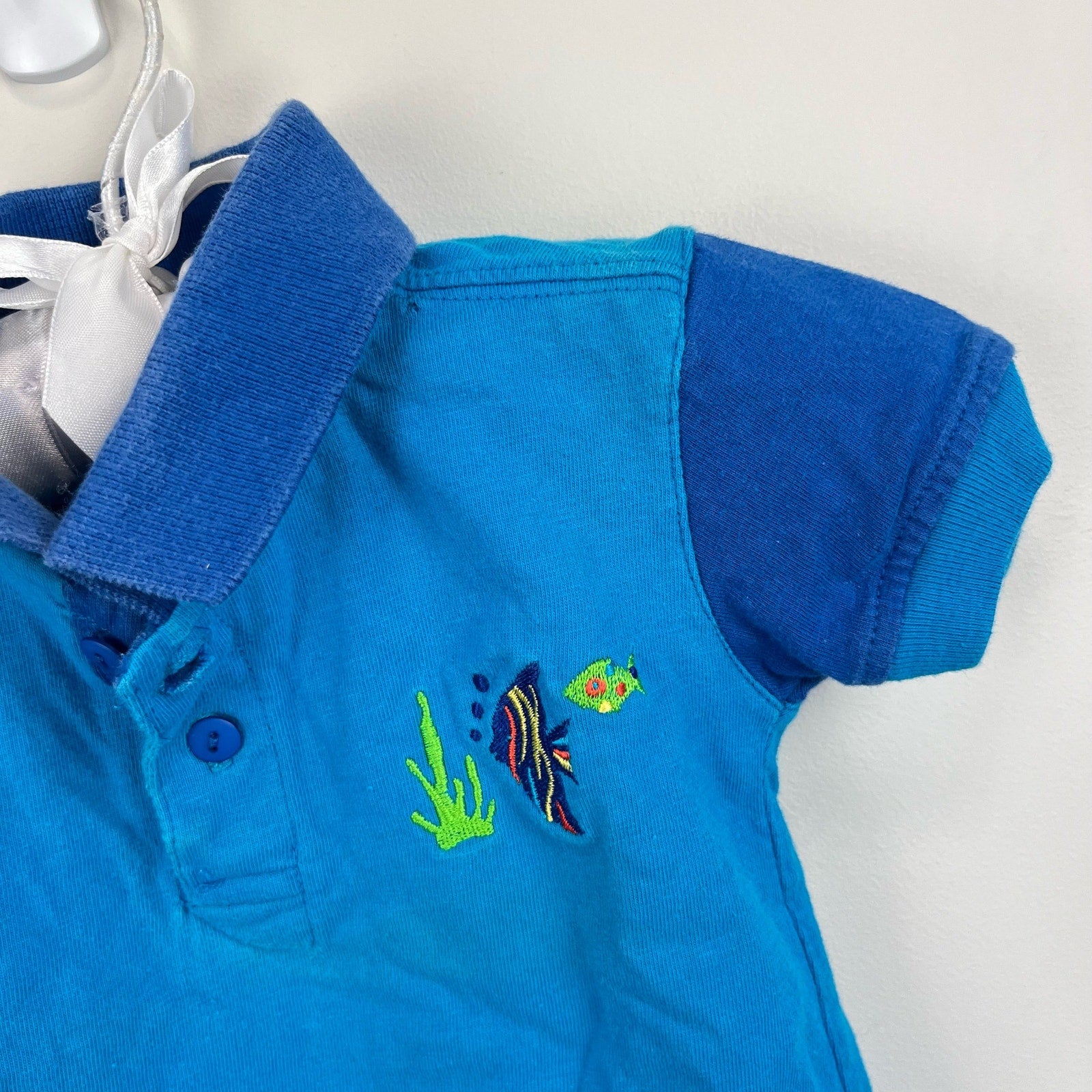 Vintage McBabyBlue Fish Polo Shirt 0-3 Months