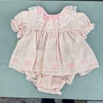 Load image into Gallery viewer, Vintage Pink Lace Ruffle Flower Dress Set 6-9 Months USA
