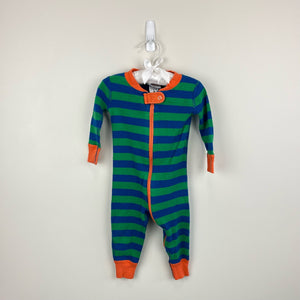 Hanna Andersson Blue Green Striped Pajamas 70 cm 6-12 Months