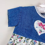 Load image into Gallery viewer, Vintage Evy Floral Lace Denim Heart Top Toddler Girl
