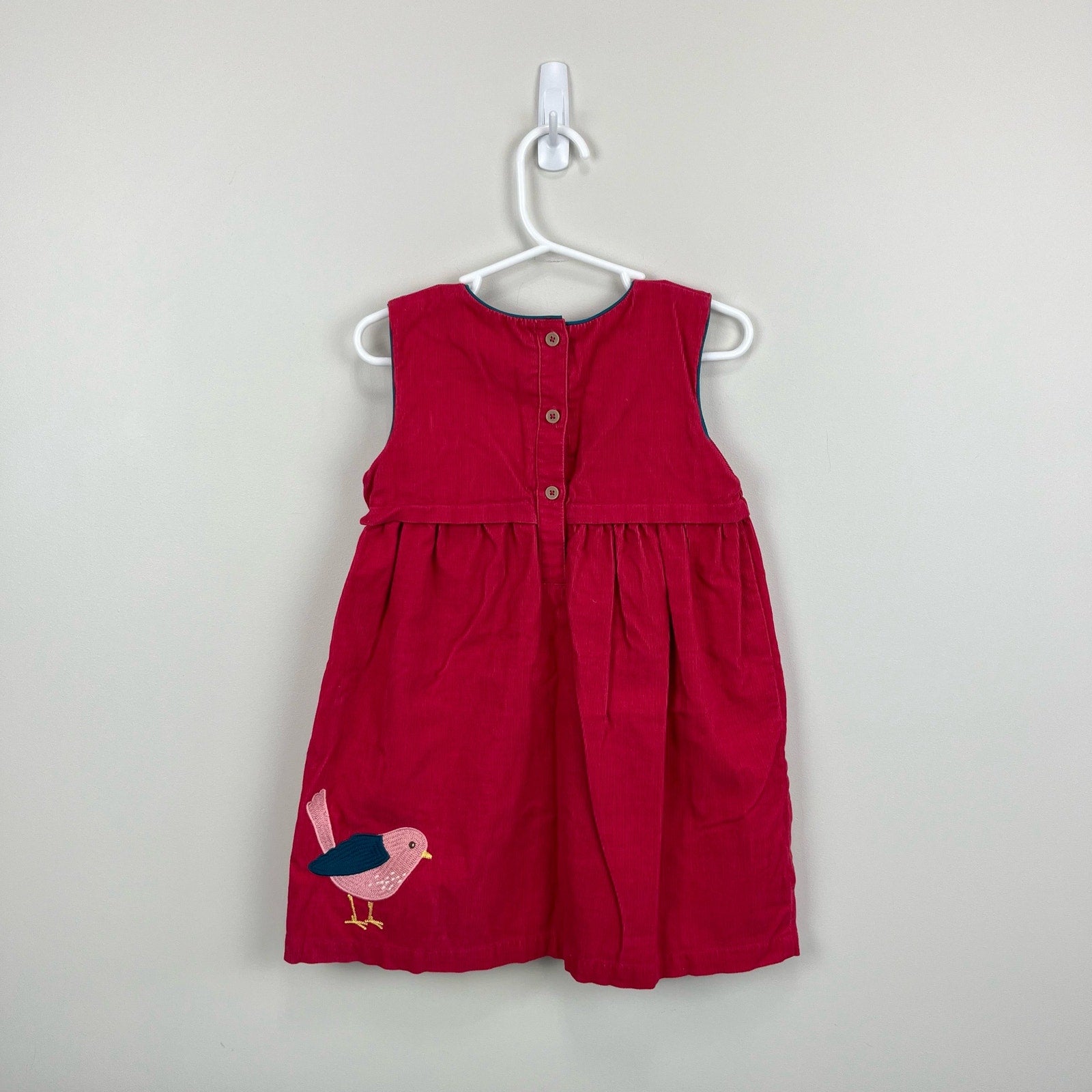 Mini Boden Pink Embroidered Bird Jumper Dress 2-3