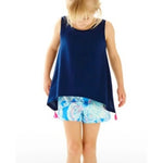 Load image into Gallery viewer, Lilly Pulitzer Girls Penny Tank Top True Navy Pink Tassels M 6-7
