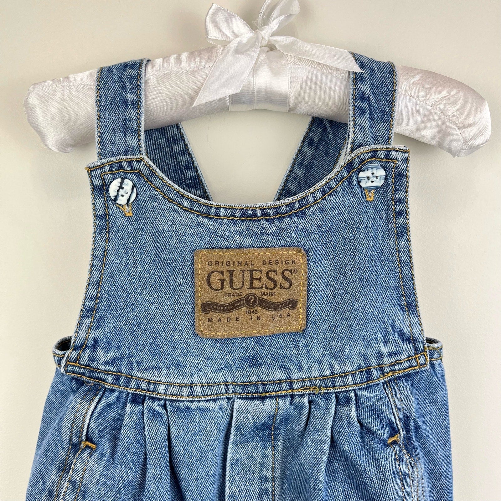 Vintage Guess Leather Patch Overalls 24 Months USA