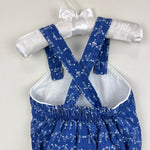 Load image into Gallery viewer, Kayce Hughes Blue Alphabet Sun Suit Bubble Romper 12 Months
