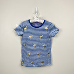 Load image into Gallery viewer, Mini Boden Short Sleeve Blue Striped Flamingo Tee Shirt 9-10
