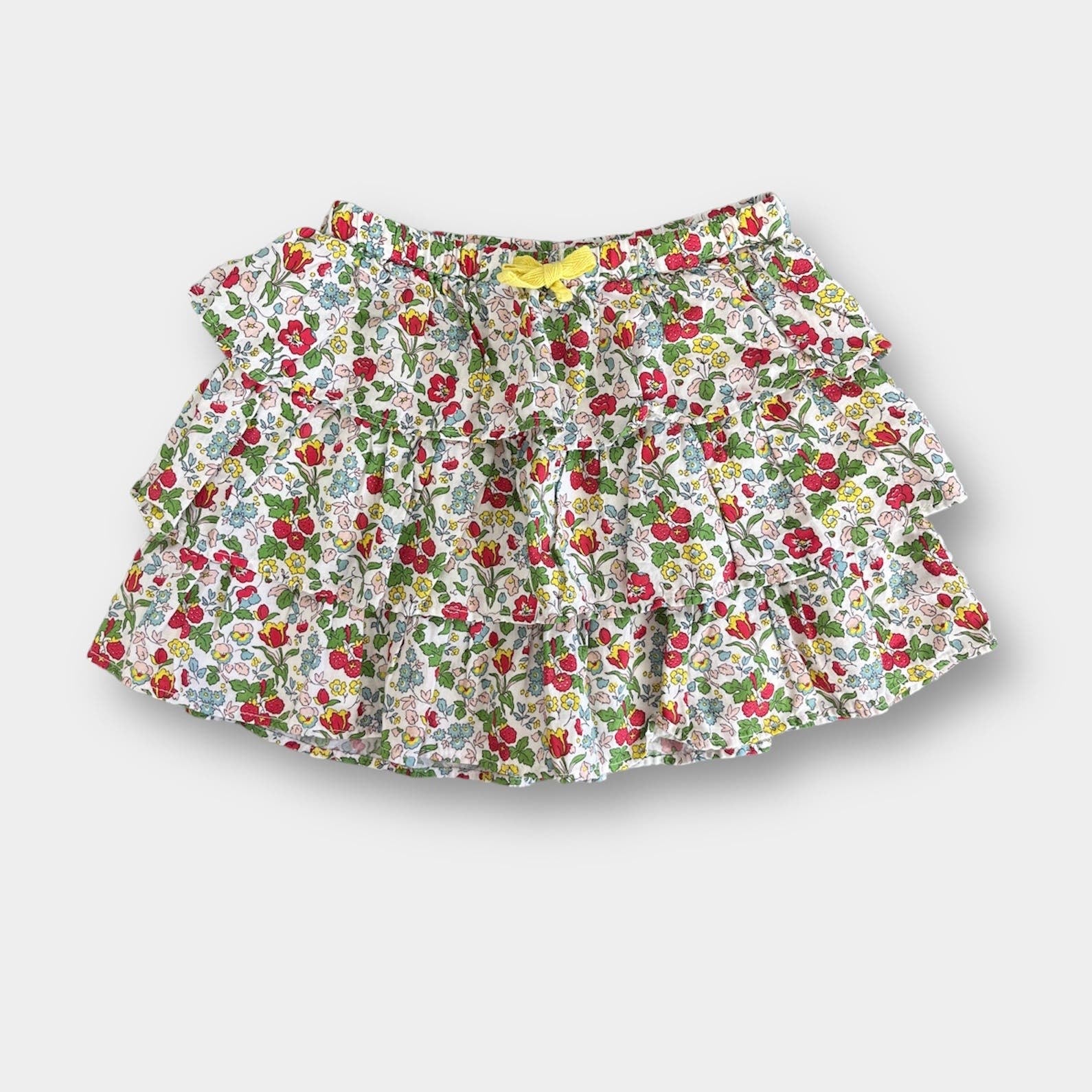 Mini Boden Tiered Ruffle Skirt Ivory Autumn Berry Floral 4T 5T