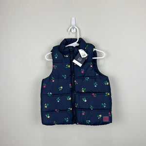 Gap Navy Floral Puffer Vest 4T NWT