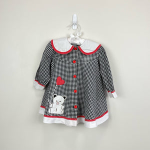 Vintage Cradle Houndstooth Plaid Teddy Bear Dress 24 Months