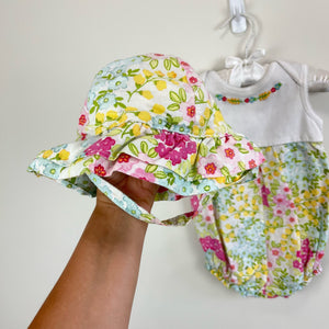Baby Gap Floral Sun Suit & Sun Hat 6-12 Months