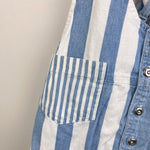 Load image into Gallery viewer, Vintage Mixed Blue Stripe Shortall Romper 4T
