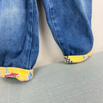 Load image into Gallery viewer, Vintage Blue Jean Suspender Race Car Cuff Pants 3T
