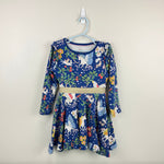 Load image into Gallery viewer, Mini Boden Mabel Fantasy Long Sleeve Cotton Twirly Dress Blue Unicorn 4-5
