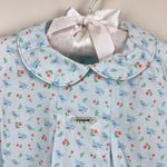 Load image into Gallery viewer, Foque Dove Blue Bird Print Bubble Romper 6 Months
