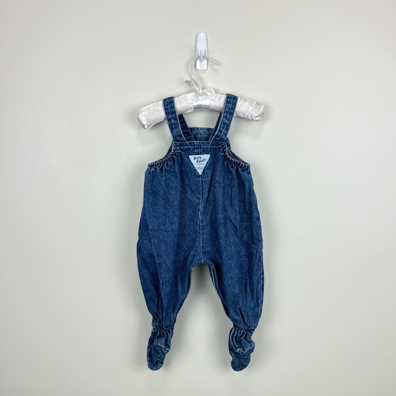 Vintage OshKosh B'gosh Blue Jean Footie Overalls 3-6 Months