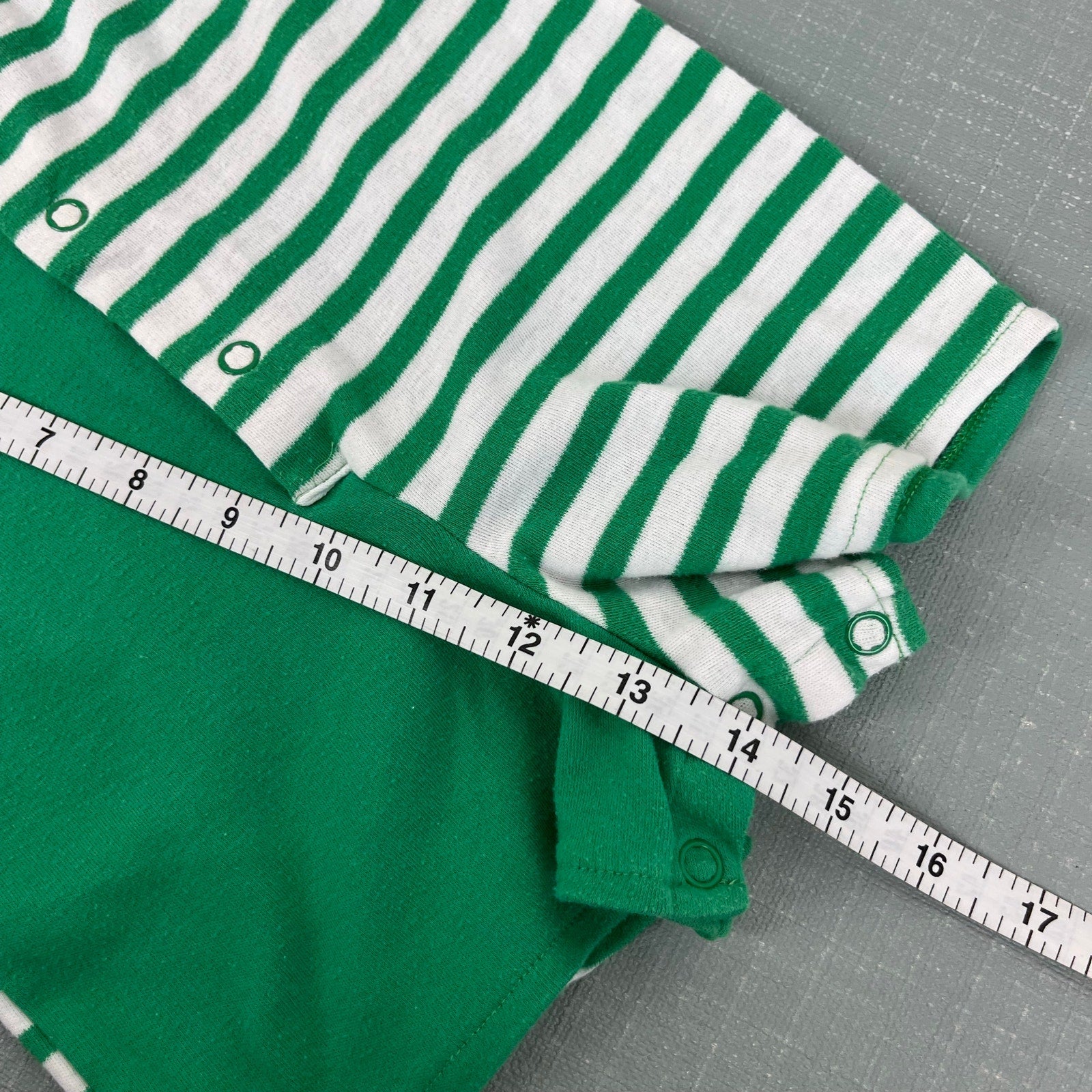 Vintage Pete's Partner A Goodlad Company Green Striped Play Slide Shortall Romper