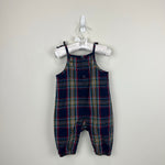 Load image into Gallery viewer, Hanna Andersson Chambray Tie Romper Multi Plaid Navy 70 cm 6-12 Months
