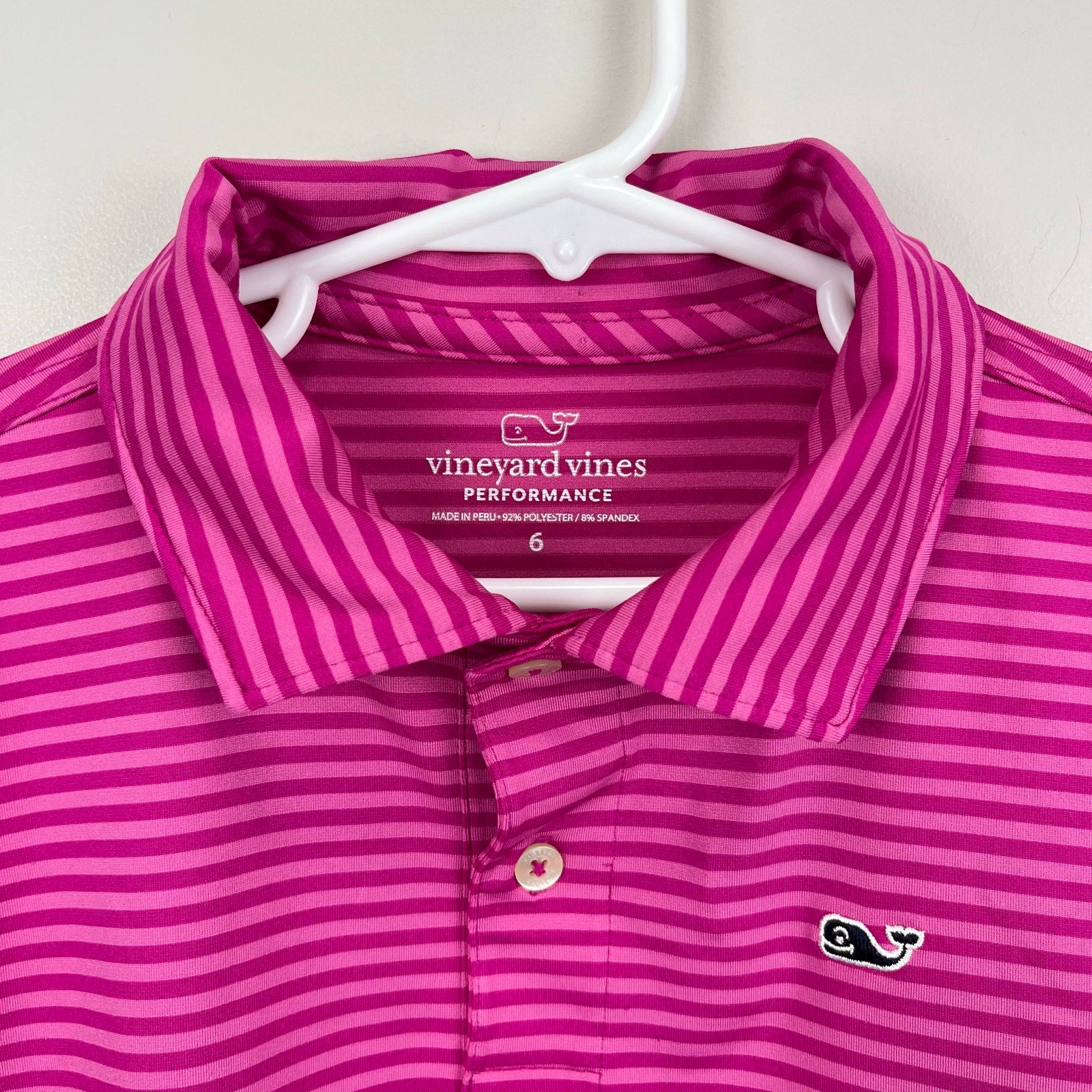 Vineyard Vines Boys' Kennedy Stripe Sankaty Performance Polo Pink 6