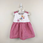 Load image into Gallery viewer, Vintage Samara Seersucker Red Gingham Flower Bow Dress Baby Girl
