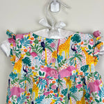 Load image into Gallery viewer, JoJo Maman Bebe Pretty Ruffle Shoulder Sunsuit Tropical Animals 12-18 Months
