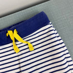 Load image into Gallery viewer, Mini Boden Essential Jersey Trousers Navy Stripe Applique Stars 3-6 Months
