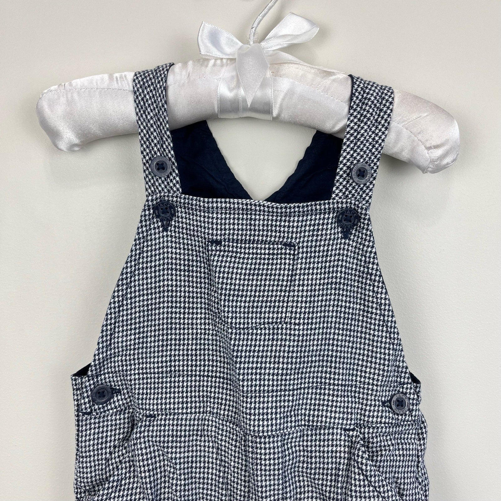 Janie and Jack Navy Blue Houndstooth Overalls 6-12 Months