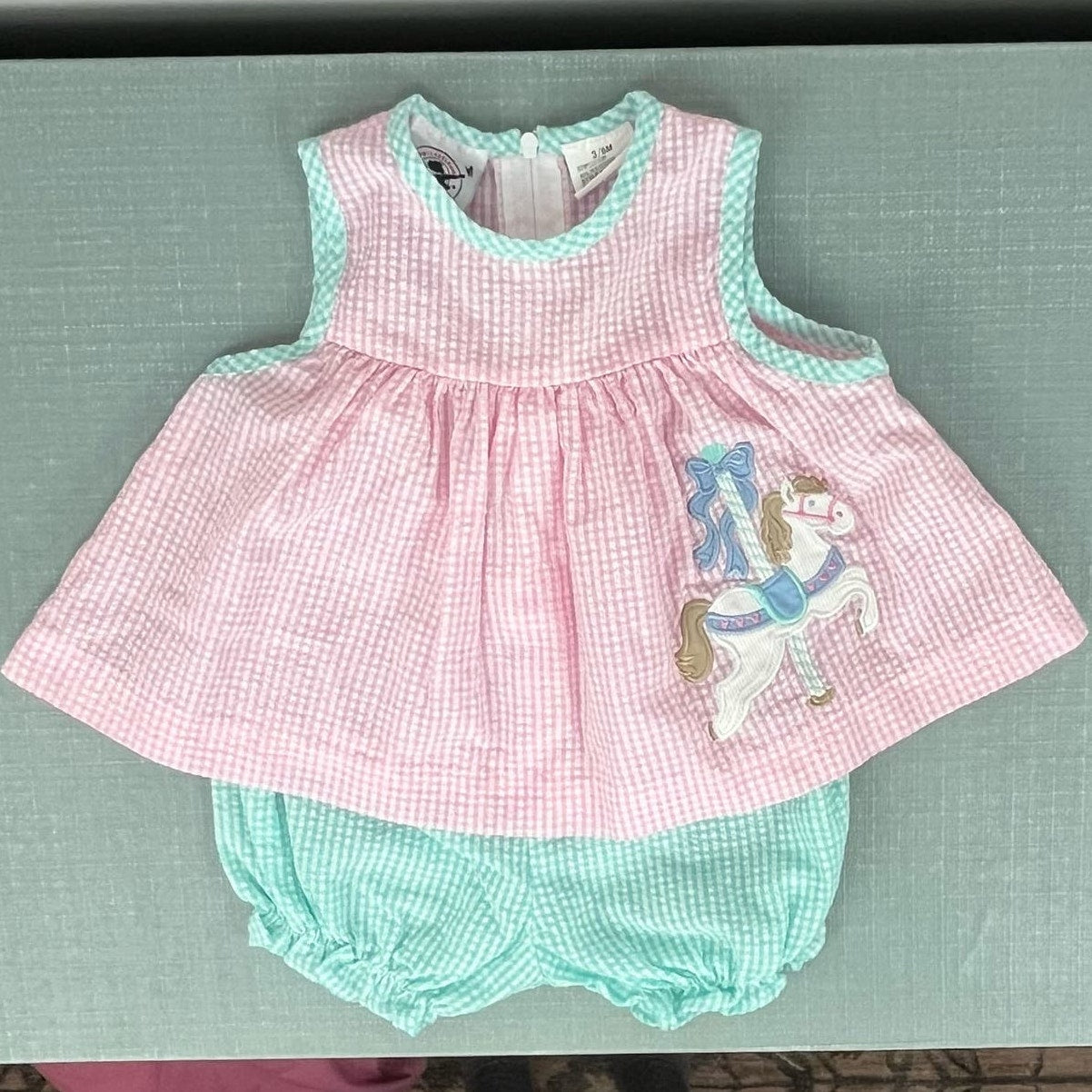 Vintage Good Lad Pink Gingham Carousel Dress Set 3-6 Months