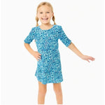 Load image into Gallery viewer, Lilly Pulitzer Girls Mini Belden Dress Cumulus Blue Blooming Together M 6-7
