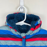 Load image into Gallery viewer, Patagonia Reversible Tribbles Jacket Blue Red Stripes 2T
