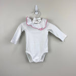 Load image into Gallery viewer, Jacadi Paris Baby Girl Pink Floral Jumpsuit &amp; Large Ruffle Bodysuit Set 6 Months
