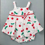 Load image into Gallery viewer, Vintage Y2K Miniwear White Red Cherries Dress Set 0-3 Months
