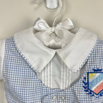 Load image into Gallery viewer, Vintage Alexis White Blue Bubble Romper Newborn
