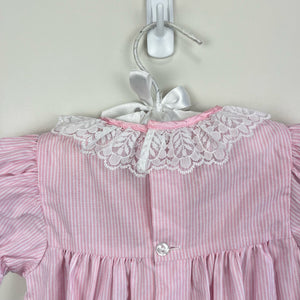 Vintage Cradles Pink Lace Bow Romper 12 Months